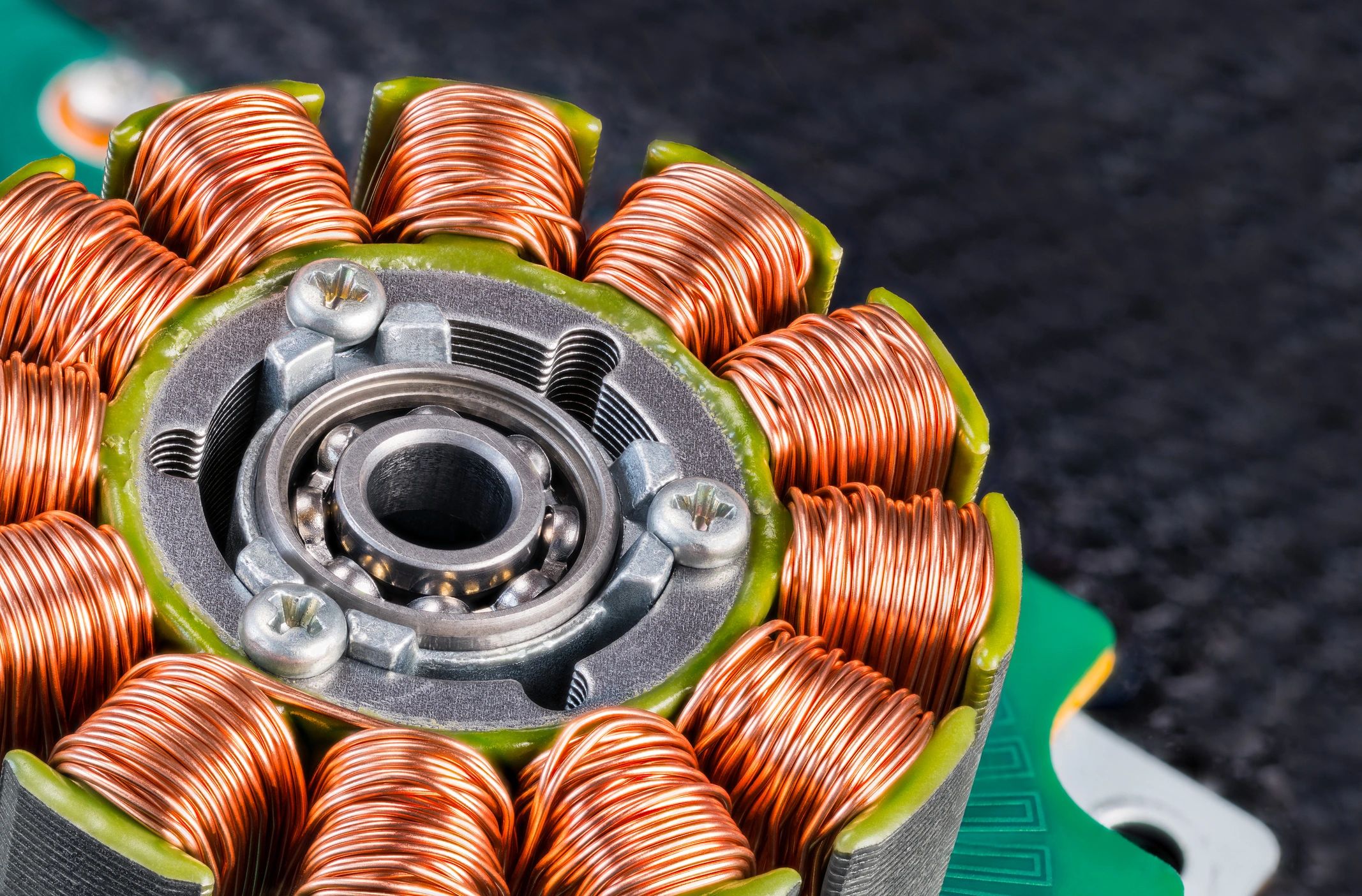 Close-up of industrial turbine-related components